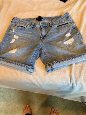 White House Black Market Light Blue Distressed Jean Shorts